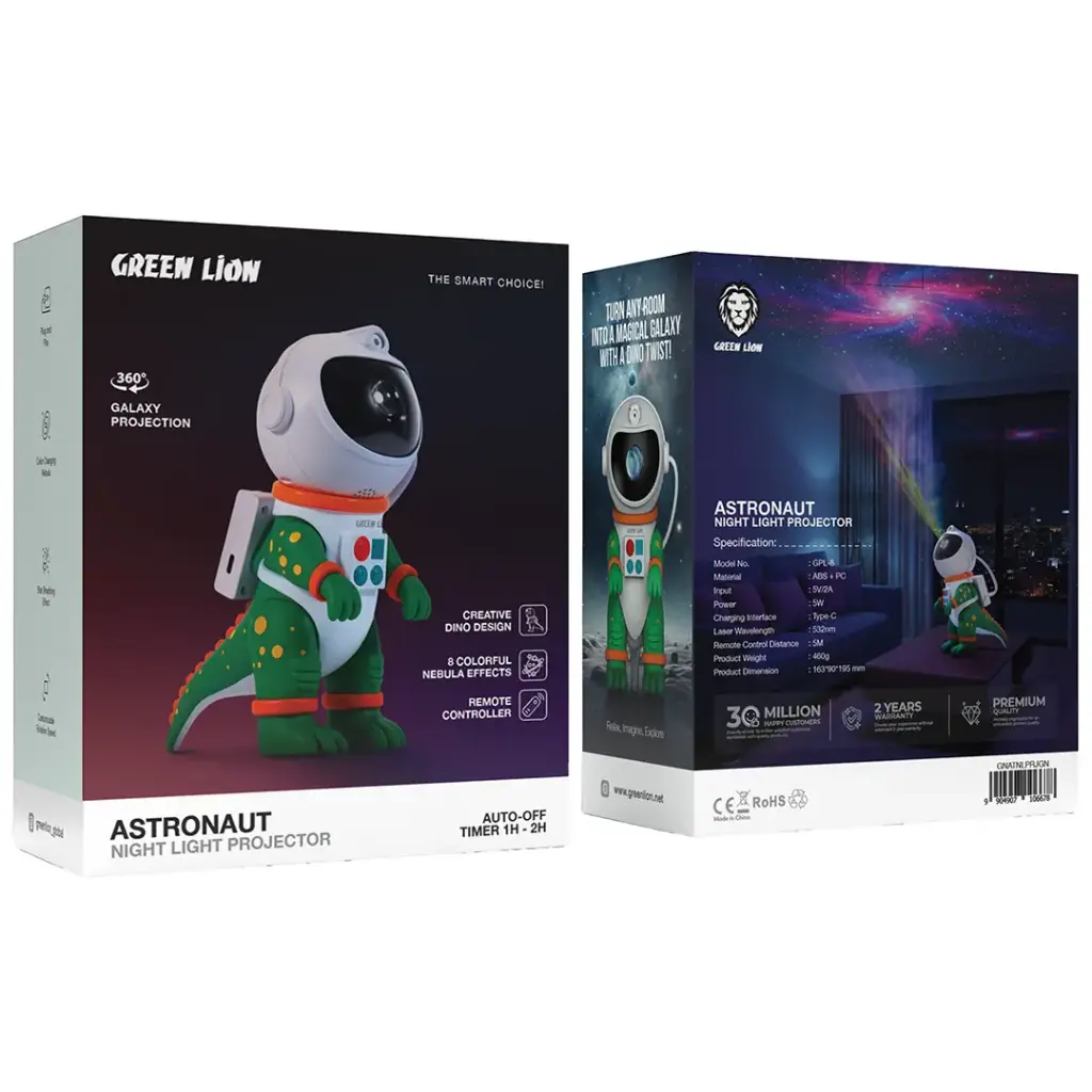 GreenLion Astronaut Night Light Projector - Green