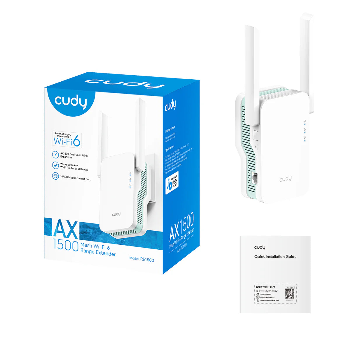 CUDY AX-1500 MESH WI-FI 6 RANGE EXTENDER