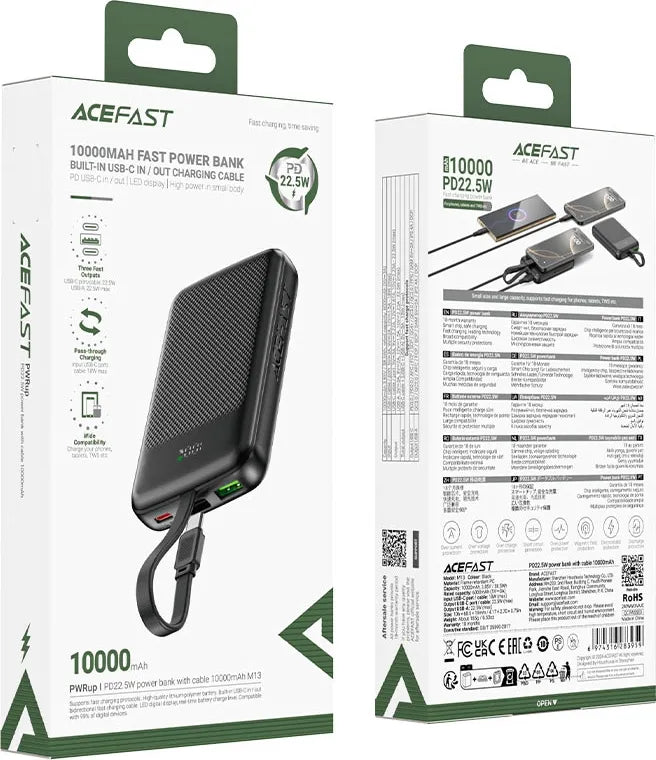 Acefast M13 PD 22.5W 10000mAh Black