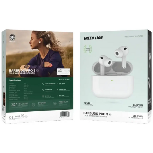 Green Lion Earbuds Pro 3 True Wireless Earbuds - White